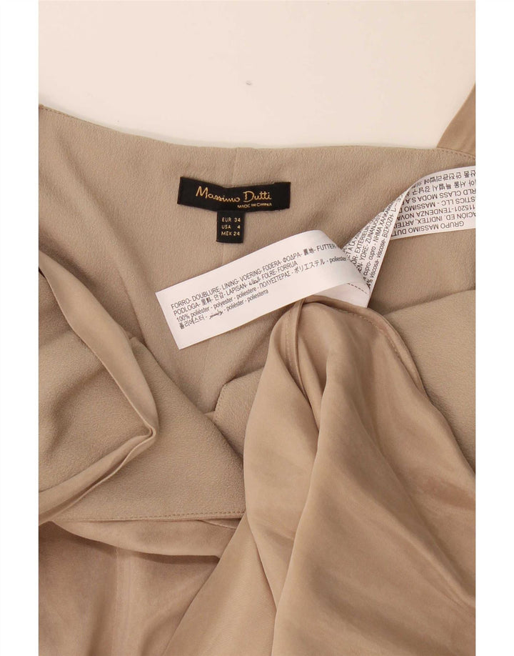 Женское платье макси без рукавов Massimo Dutti EU 34 2XS Бежевый полиэстер
