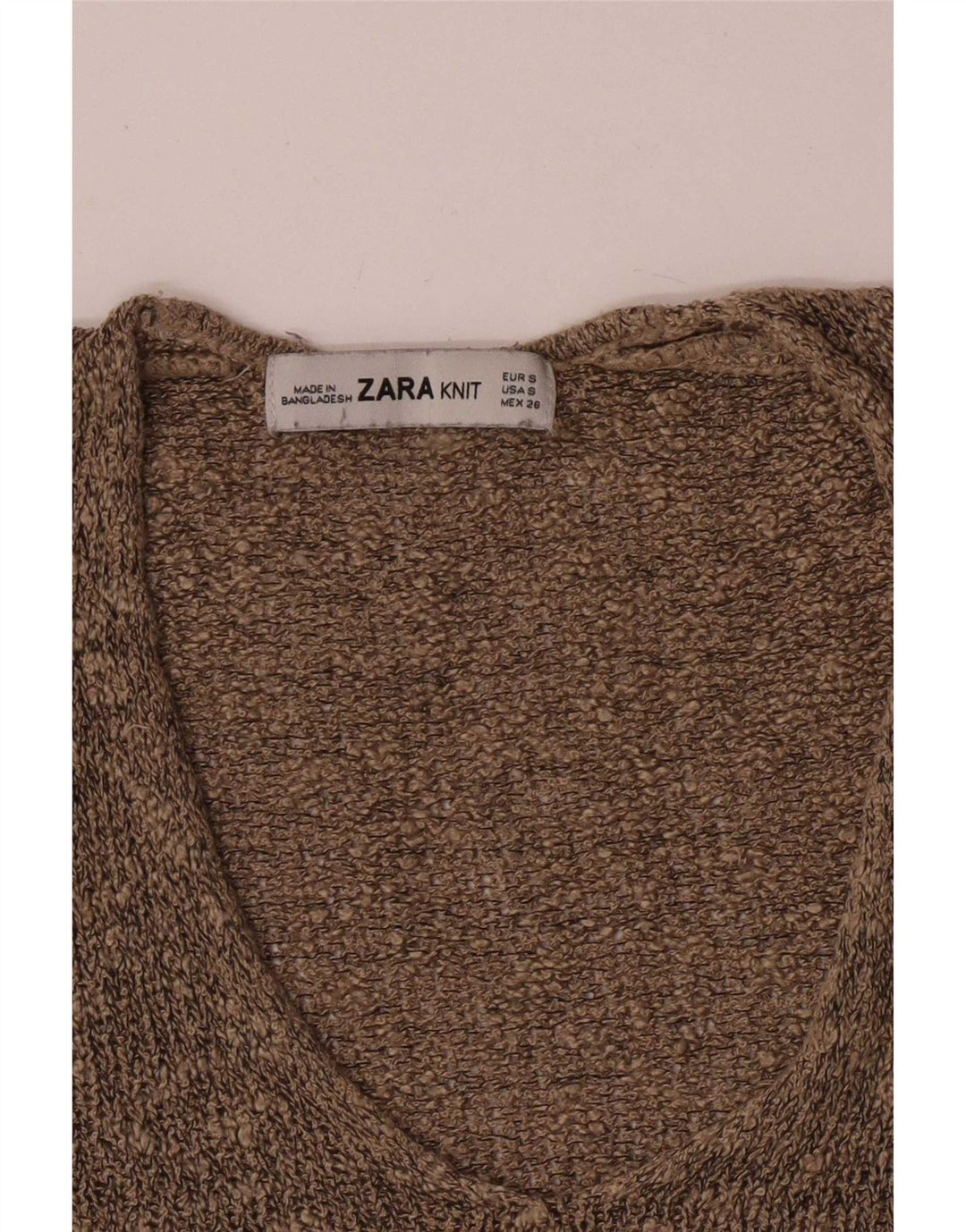 Женский джемпер с v-образным вырезом Zara UK 10, маленький коричневый цвет