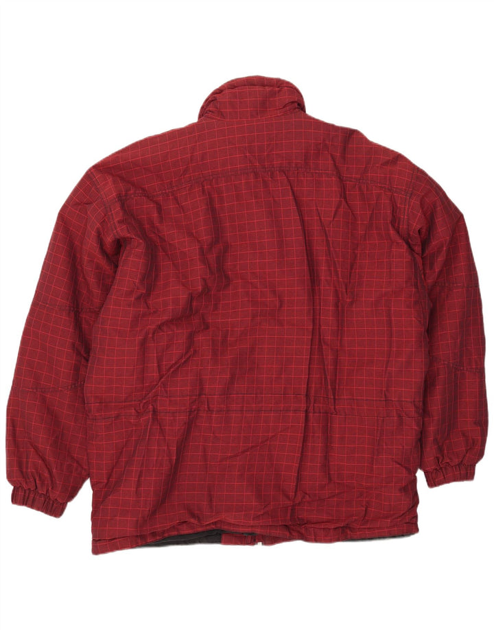 Винтажная мужская лыжная куртка IT 52 XL бордовая клетка из полиамида