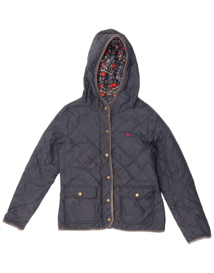 Женская стеганая куртка Jack Wills с капюшоном UK 8, маленькая, темно-синяя, нейлон