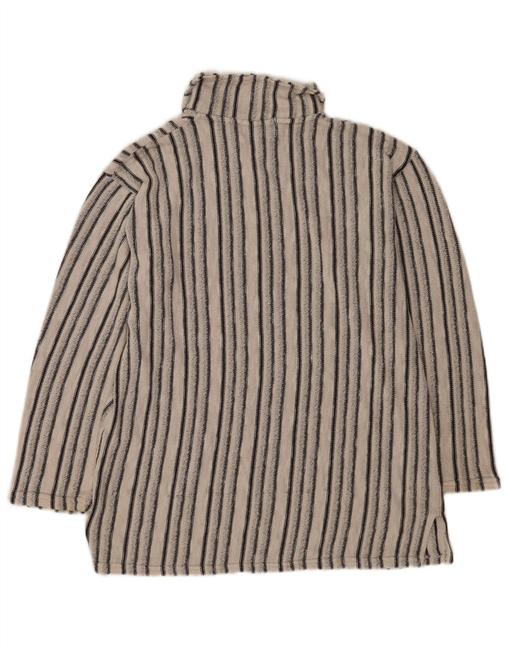 Винтажный мужской свитер с воротником поло, средний белый полосатый свитер