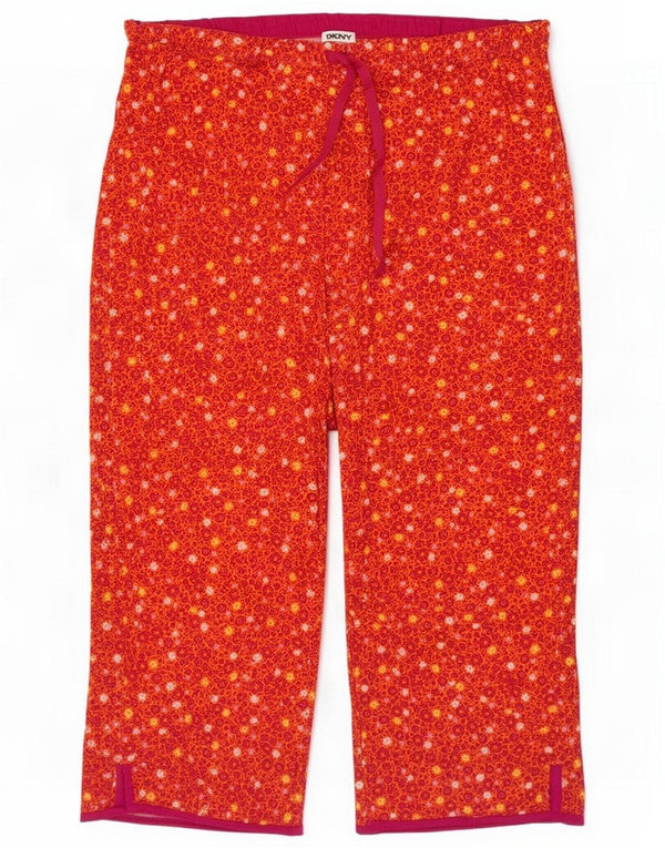 Dkny Женские брюки-капри свободного покроя, большие W34 L21, красные цветочные