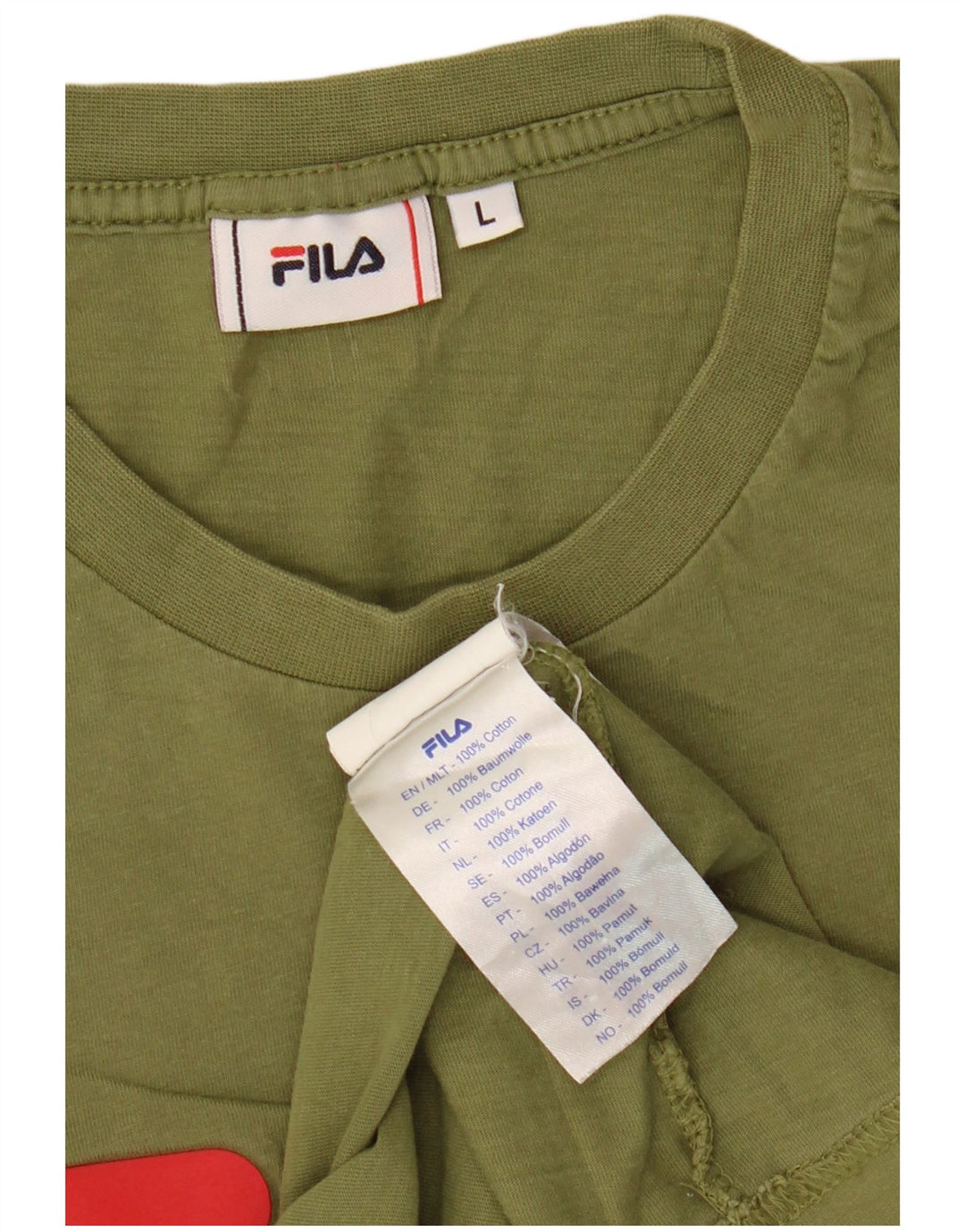 Мужская футболка с рисунком Fila, большой хлопок цвета хаки