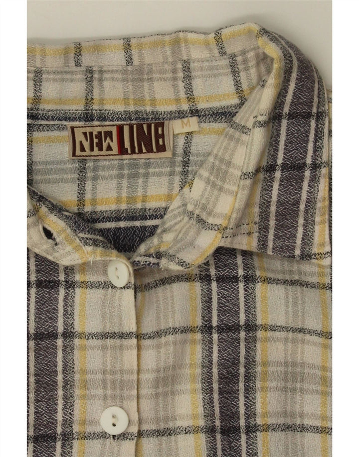VINTAGE Womens Flannel Shirt UK 14 Medium Beige Check Cotton Vintage Vintage and Second-Hand Vintage from Messina Hembry 