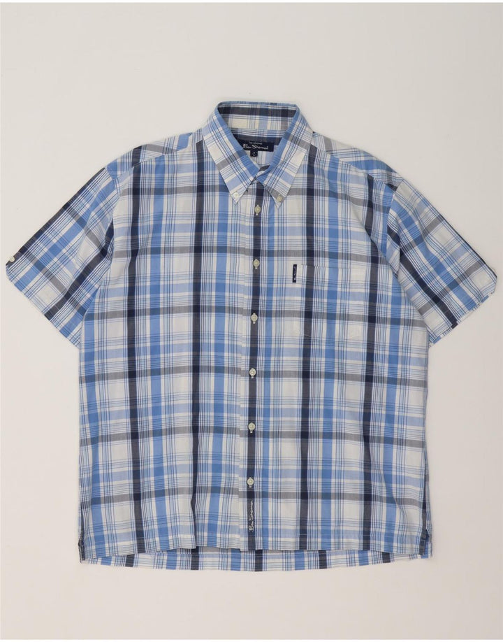 Мужская рубашка с коротким рукавом Ben Sherman, большая синяя клетка, хлопок