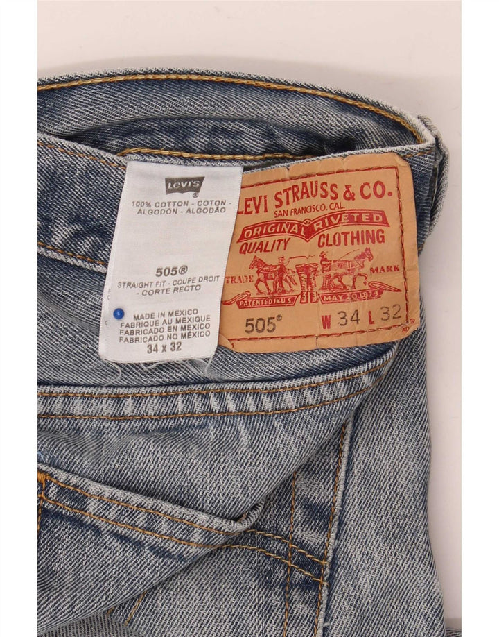 Мужские прямые джинсы Levi's 505 W34 L32, синий хлопок