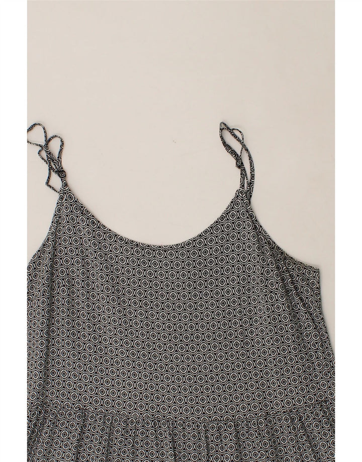 VINTAGE Womens Abstract Pattern Slip Dress UK 12 Medium Black Viscose Vintage Vintage and Second-Hand Vintage from Messina Hembry 