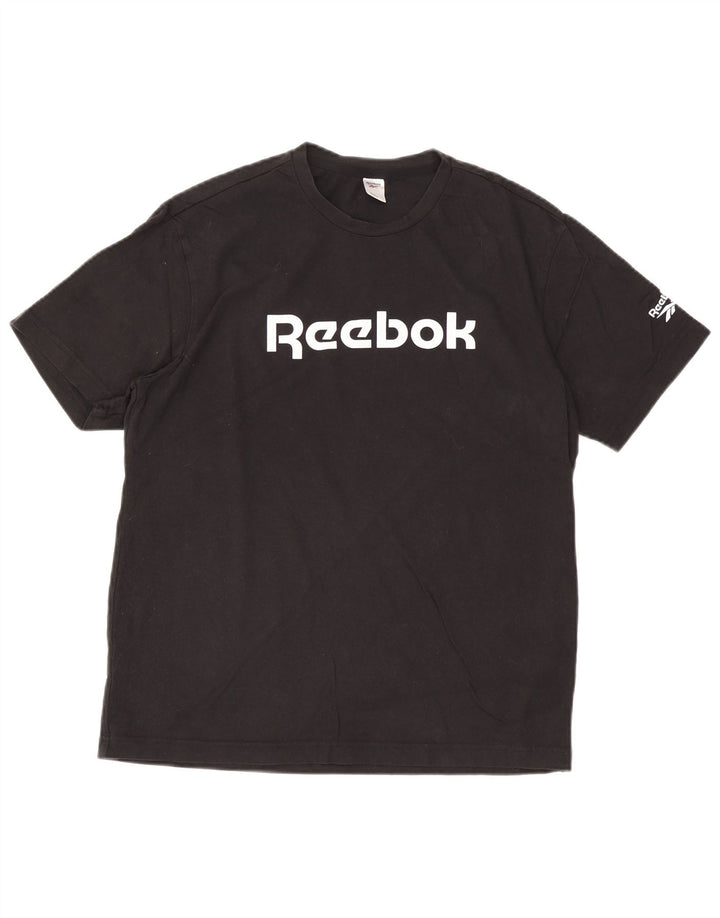 Мужская футболка с рисунком Reebok, большой черный хлопок