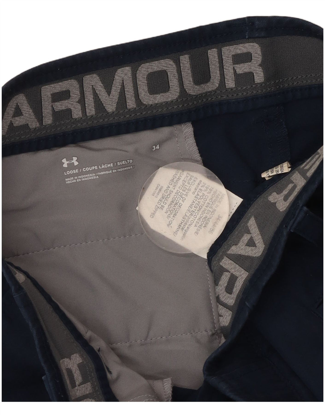 Мужские шорты чинос UNDER ARMOR W34, большие, темно-синие, хлопок