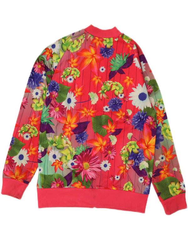 ADIDAS Girls Tracksuit Top Jacket 12-13 Years Multicoloured Floral