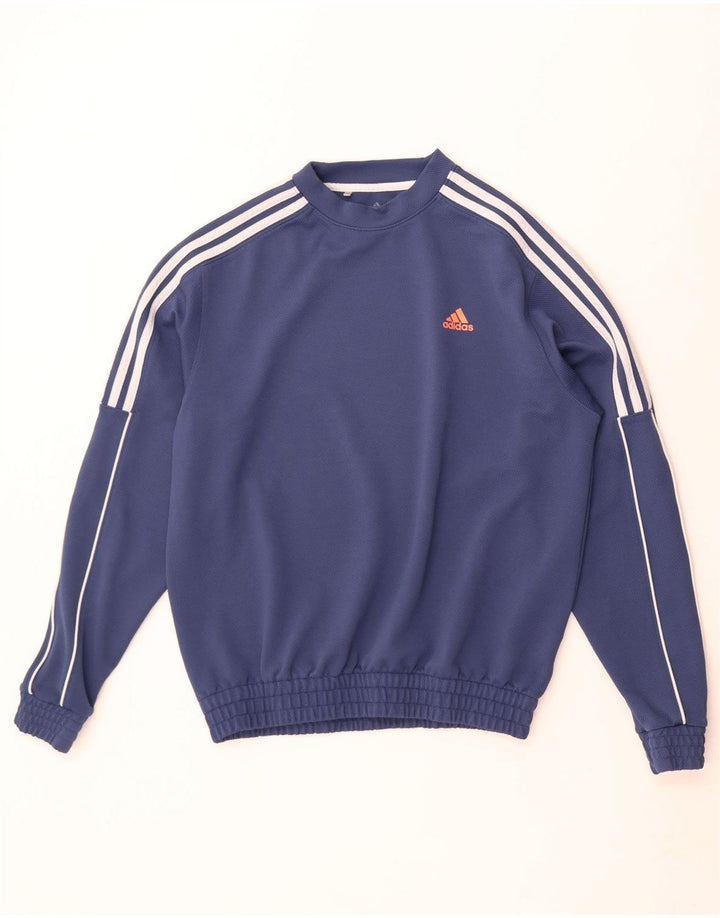 Мужской свитер Adidas джемпер среднего синего цвета из полиэстера с цветными блоками