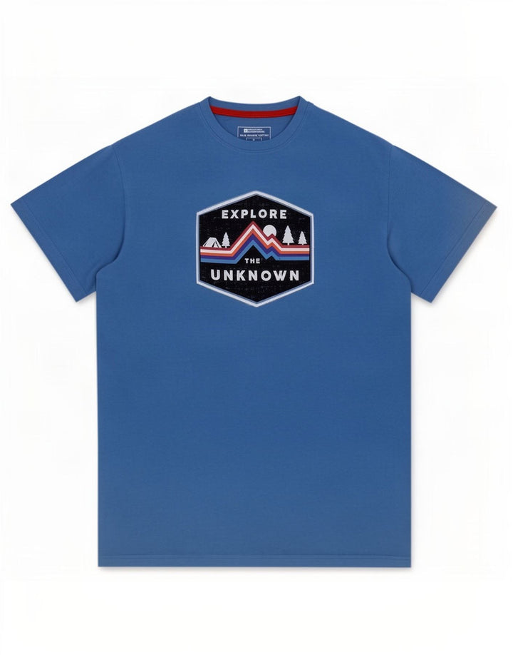 Мужская футболка с графическим рисунком Mountain Warehouse, хлопковый топ среднего синего цвета