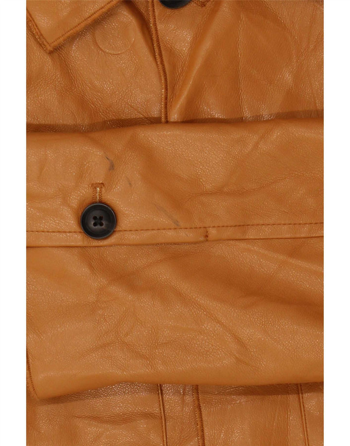 Мужская куртка из искусственной кожи Zara UK 36, маленькая коричневая из полиуретана