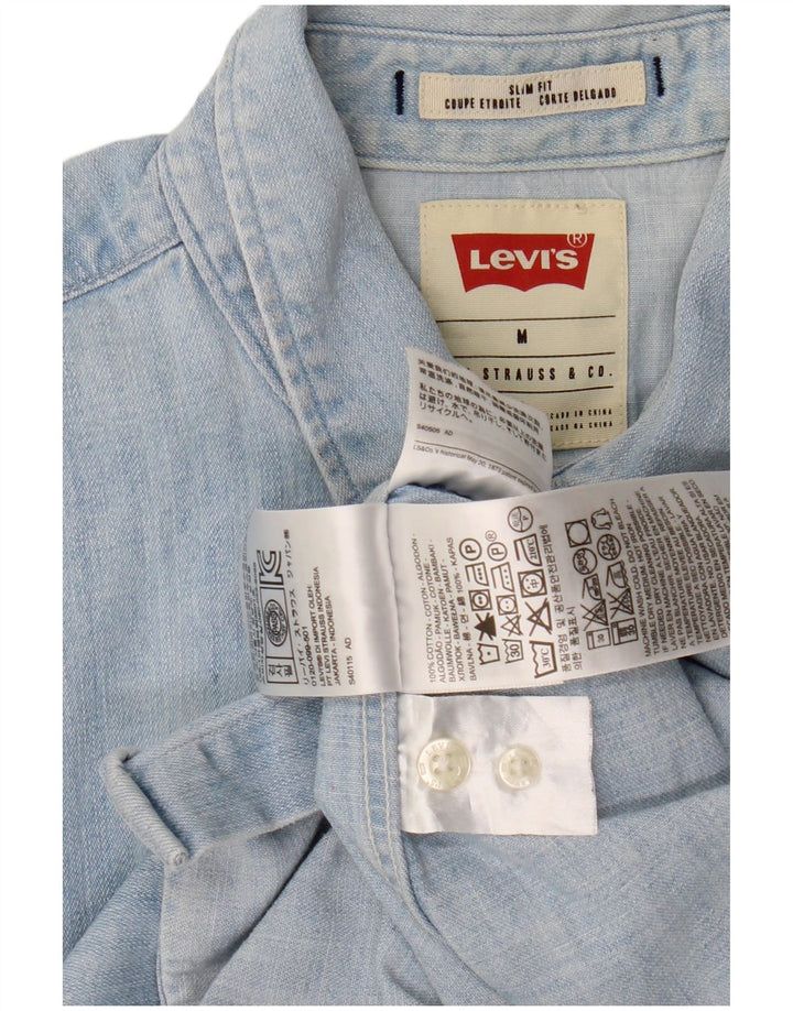 Мужская джинсовая рубашка узкого кроя LEVI'S, хлопок среднего синего цвета