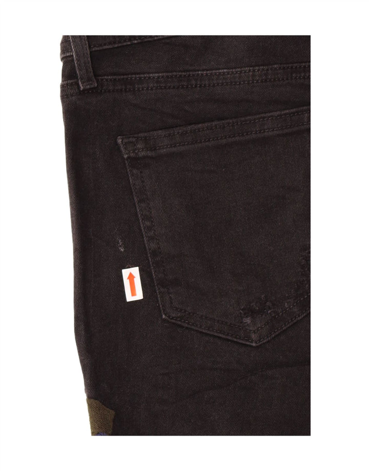 Женские джинсовые шорты Zara EU 38, маленькие W28, черные с цветочным принтом в богемном стиле