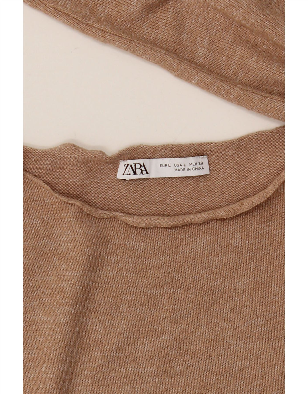 Женский топ Zara с длинным рукавом UK 16, большой, бежевый