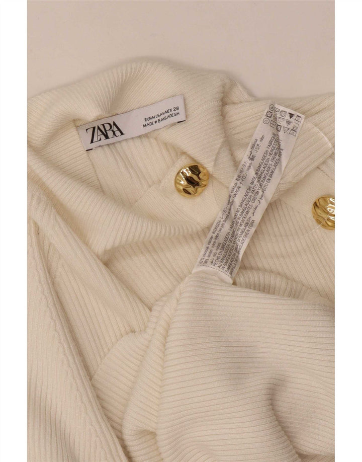 Женский топ Zara с длинным рукавом UK 12, средний цвет из вискозы белого цвета