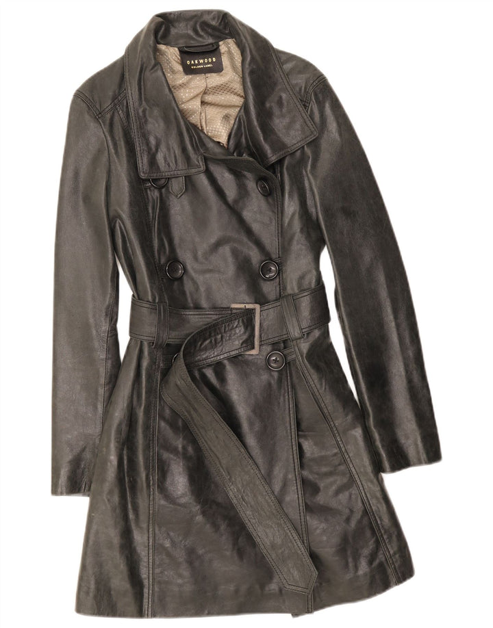 Женский кожаный плащ Oakwood UK 14, средний черный