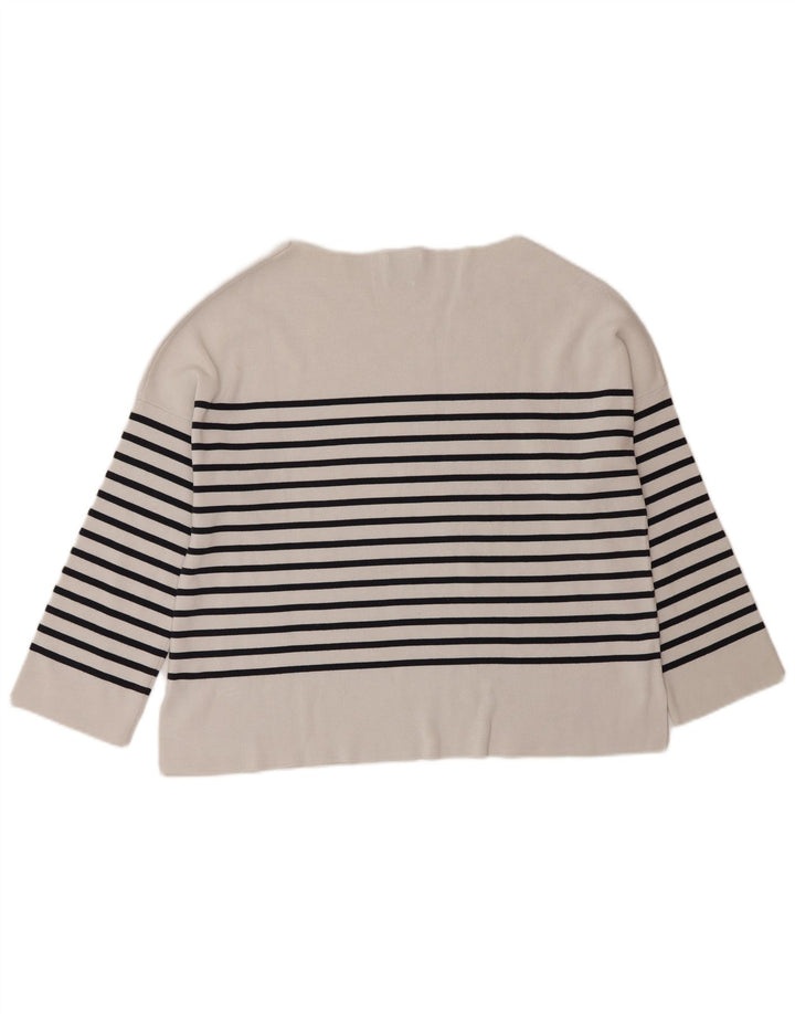 Женский оверсайз-топ Massimo Dutti с рукавом 3/4 UK 10, маленький белый в полоску