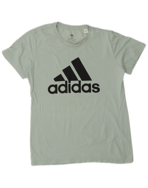 Adidas Womens Graphic T-Shirt Top UK 12/14 Medium Green Cotton