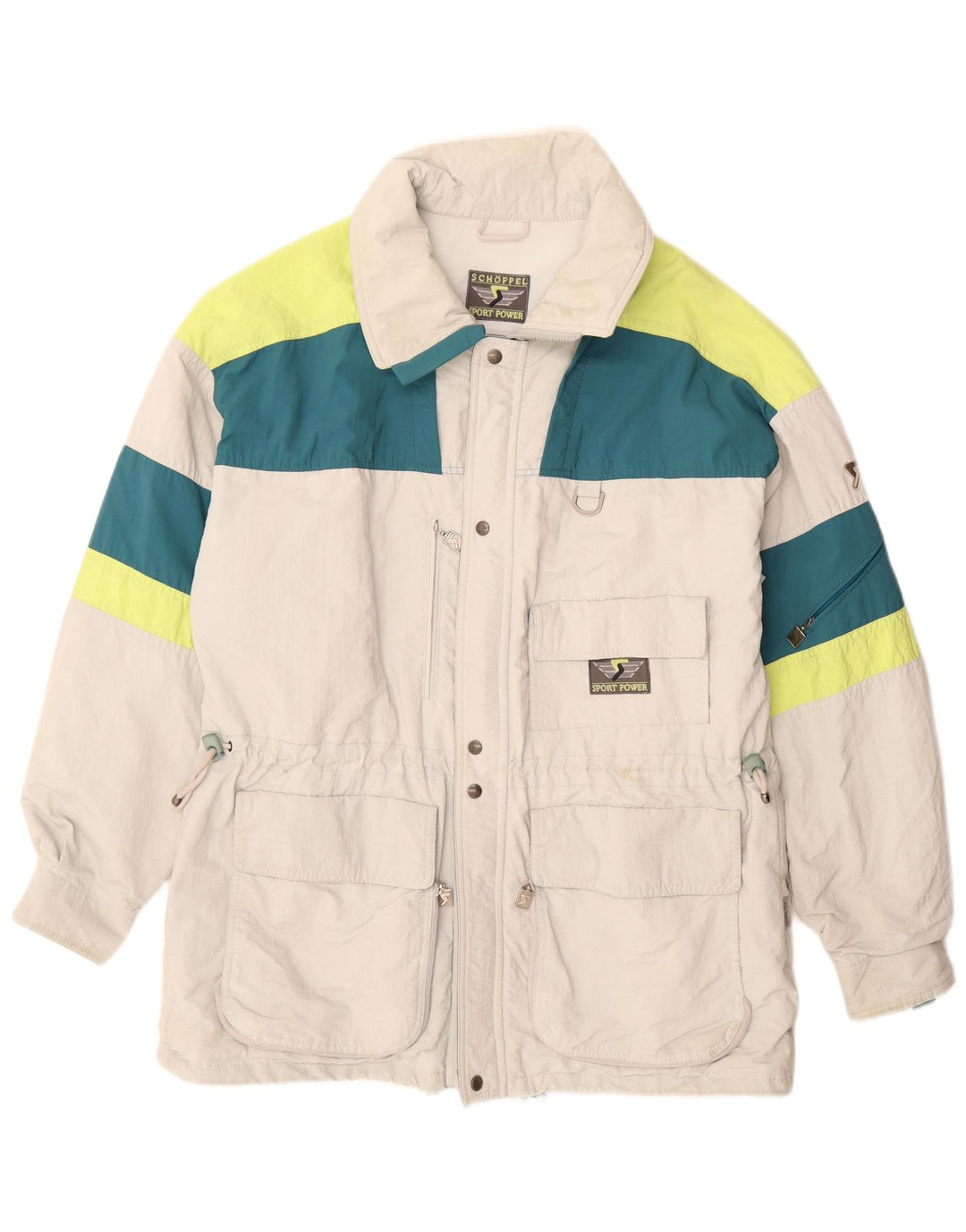 Мужская лыжная куртка Schoffel EU 50, большая серая с цветными блоками