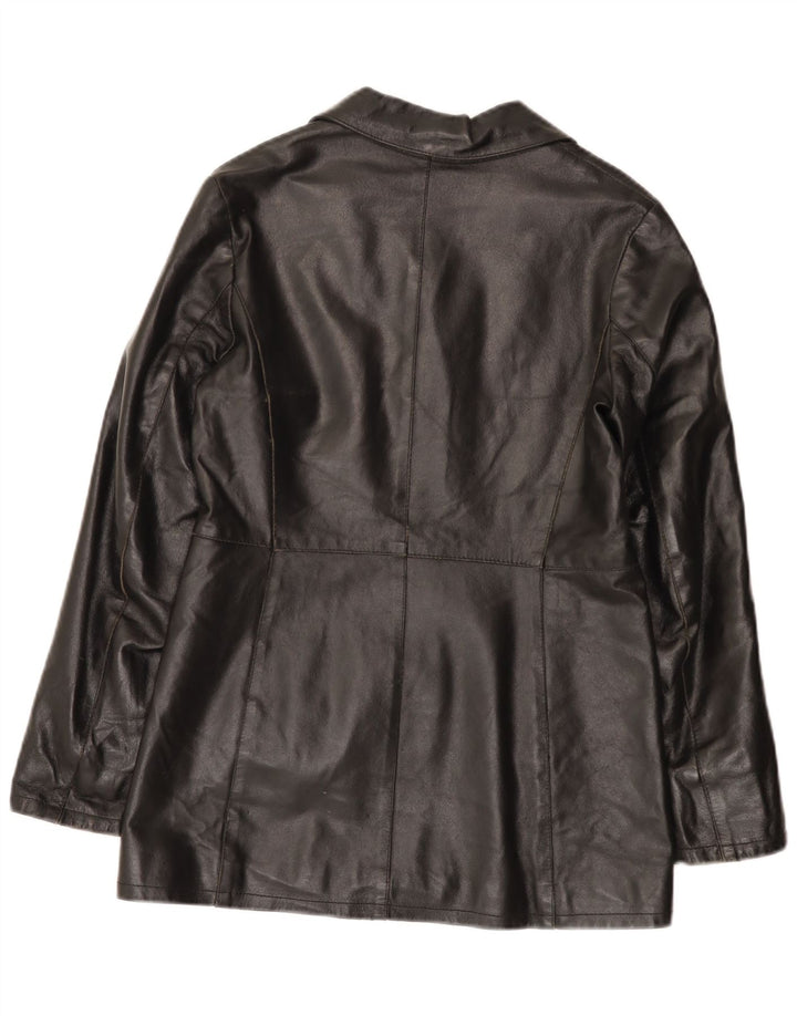 Винтажная женская кожаная куртка IT 42 Medium Black Leather