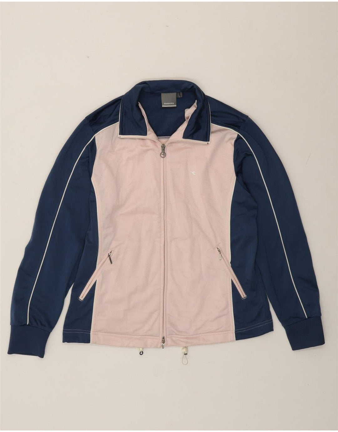 Женский спортивный костюм Diadora, верхняя куртка UK 14, большой синий полиэстер с цветными блоками