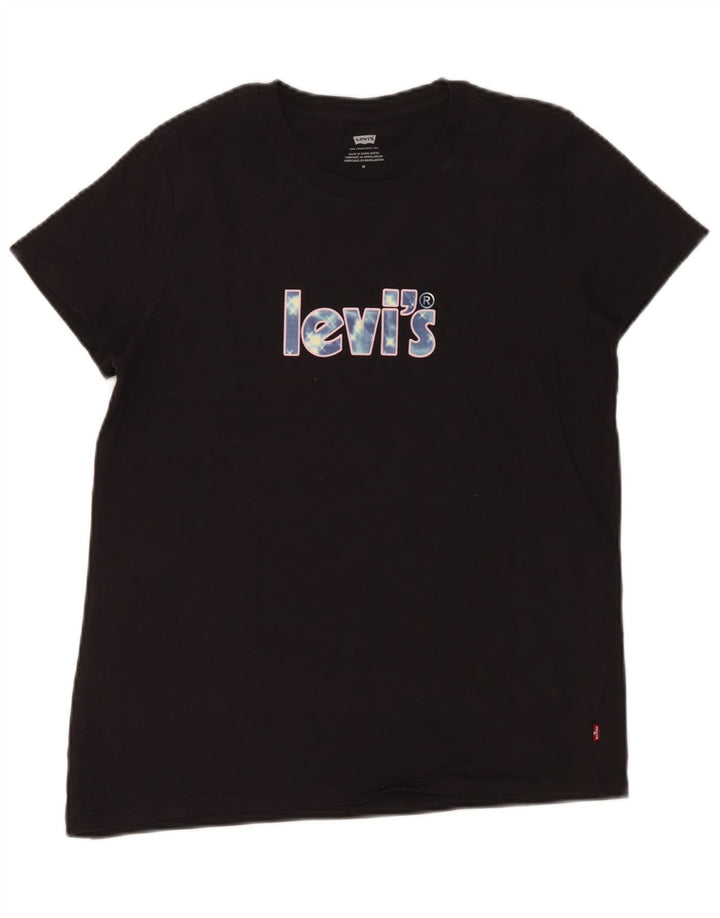 Женская футболка с рисунком Levi's Top UK 12, средний черный хлопок