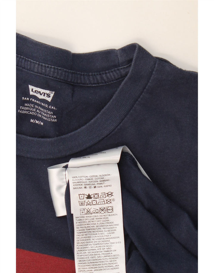 Мужская футболка с рисунком LEVI'S, топ среднего размера, темно-синий, хлопок