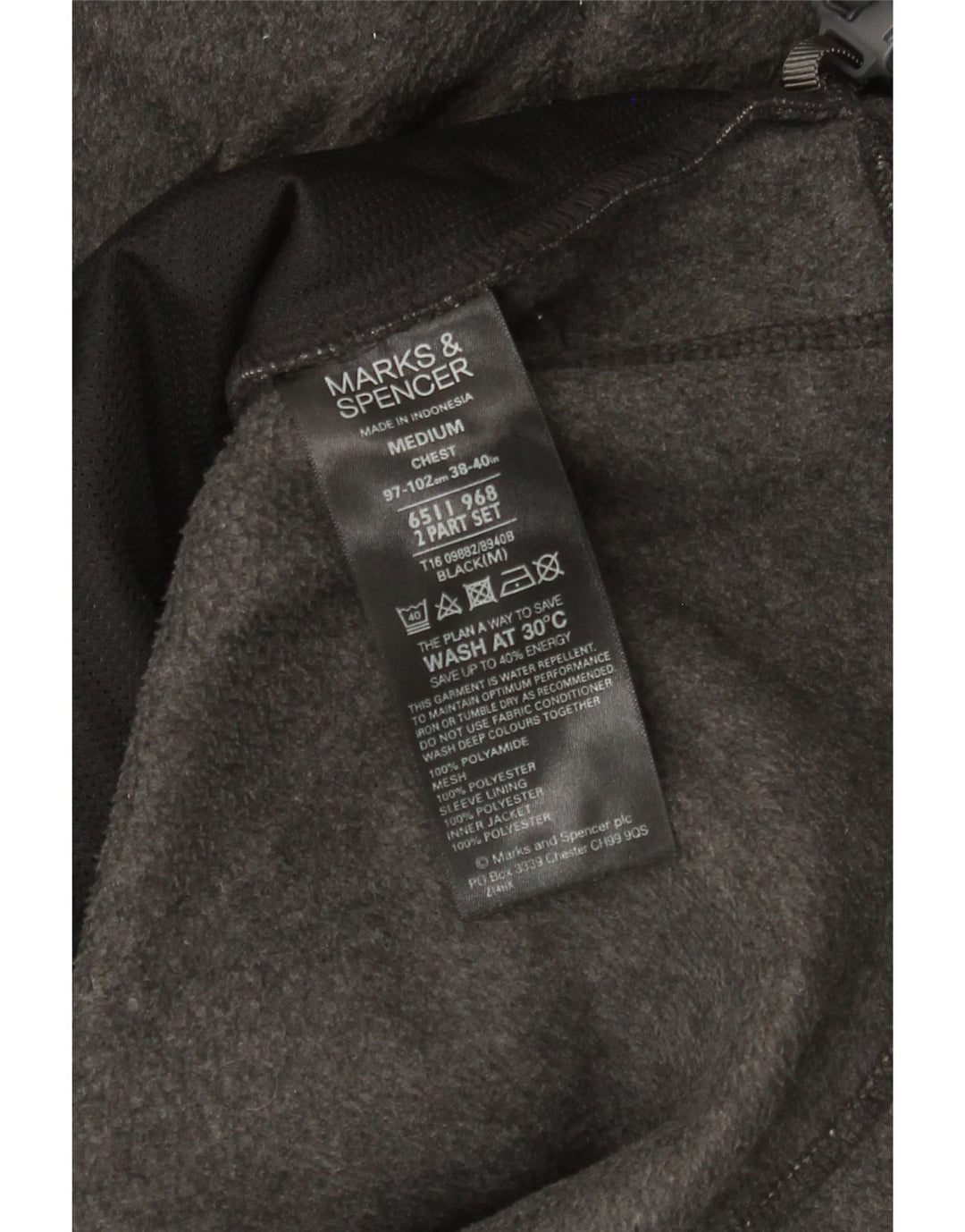 Мужская флисовая куртка Marks & Spencer UK 38 средний серый полиамид
