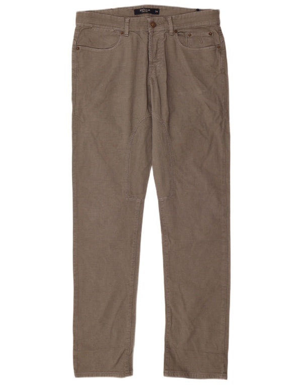 SIVIGLIA Мужские прямые повседневные брюки W34 L33, бежевый шеврон, хлопок