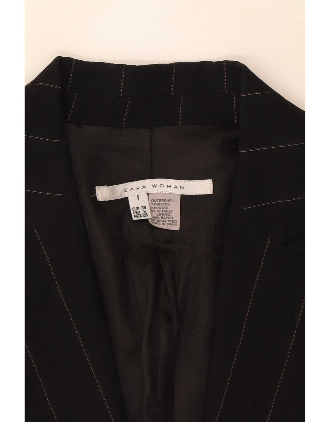 Женский пиджак Zara на 1 пуговице EU 38, маленький вискоза в черную полоску