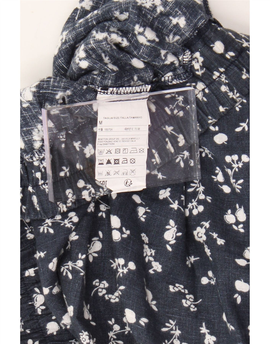 BENETTON Женские зауженные укороченные брюки среднего размера W30 L25 Темно-синие с цветочным принтом