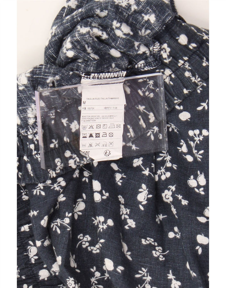 BENETTON Женские зауженные укороченные брюки среднего размера W30 L25 Темно-синие с цветочным принтом