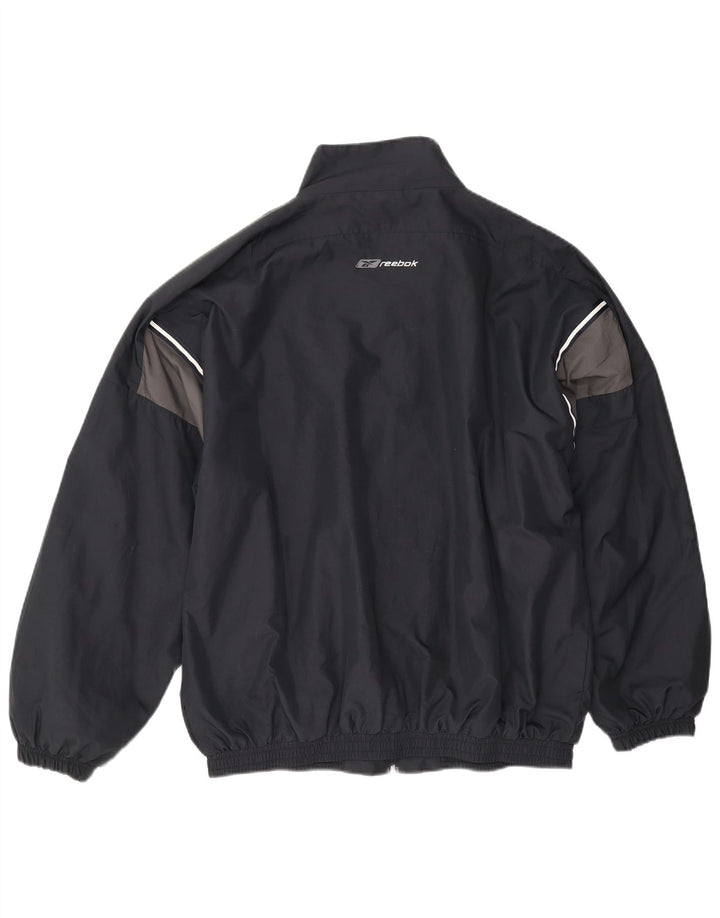 Мужской спортивный костюм свободного кроя Reebok, верхняя куртка среднего черного цвета с цветными блоками