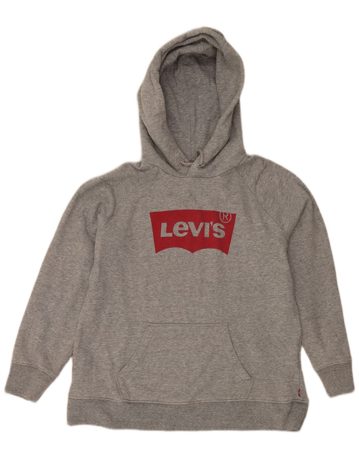 Мужской джемпер с капюшоном Levi's с рисунком, средний серый хлопок с крапинками