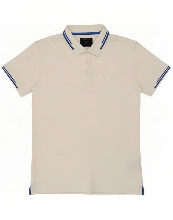 Guess Mens Polo Shirt UK 40 Medium White Cotton