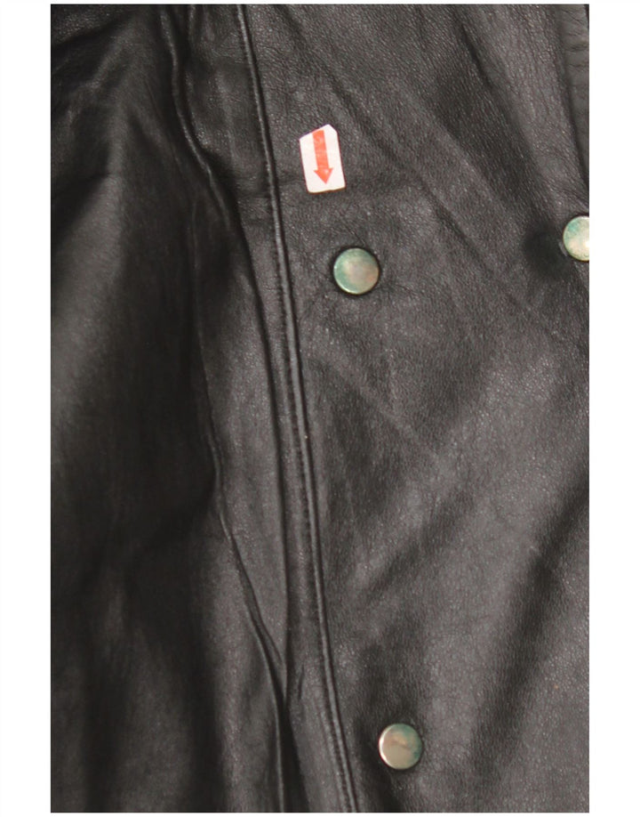 ВИНТАЖНАЯ женская кожаная куртка оверсайз EU 42, большая черная кожа