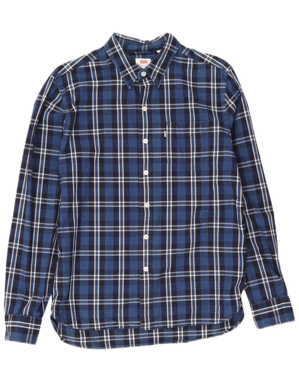 Мужская рубашка Levi's среднего размера, темно-синяя клетка, хлопок