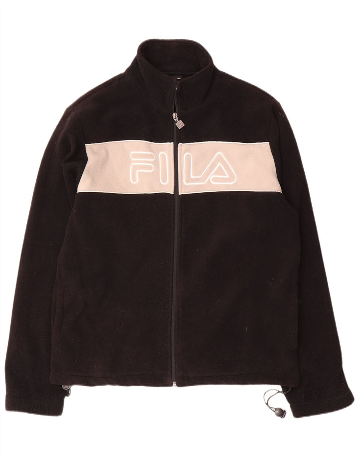 Мужская флисовая куртка Fila с графическим рисунком UK 38, средний черный с цветными блоками