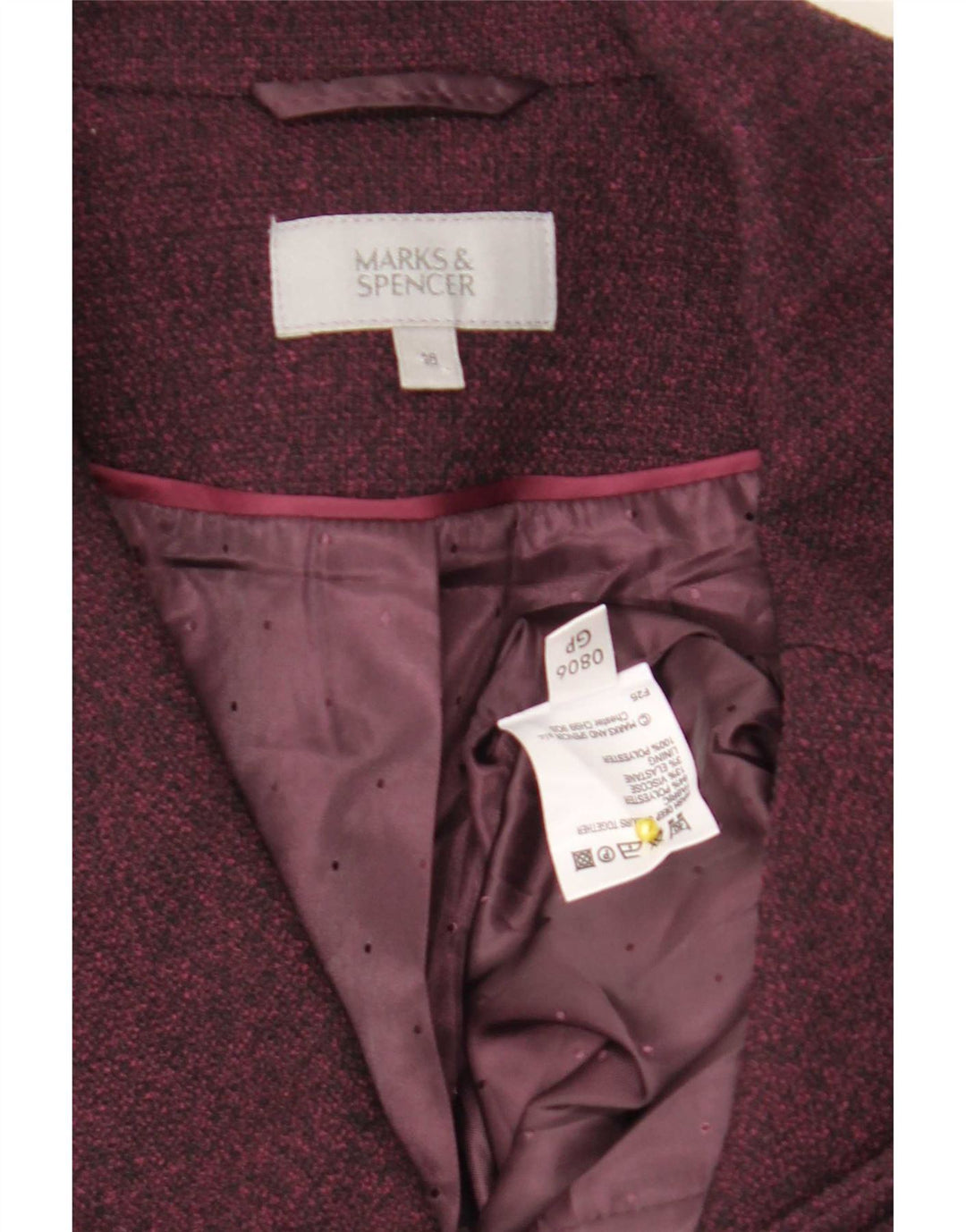 Женский двубортный пиджак Marks & Spencer UK 18 XL бордовый