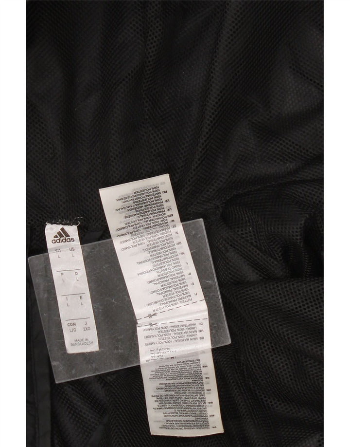 ADIDAS Mens Hooded Rain Jacket UK 40 Large Black Polyamide