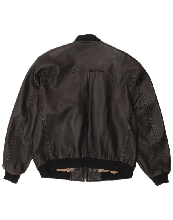 Мужская куртка-бомбер свободного кроя Conte Massimo IT 48 Medium Black Leather