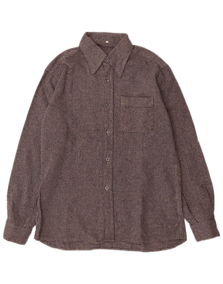 Мужская фланелевая рубашка VINTAGE, размер 40, средний серый с узором «гусиные лапки»