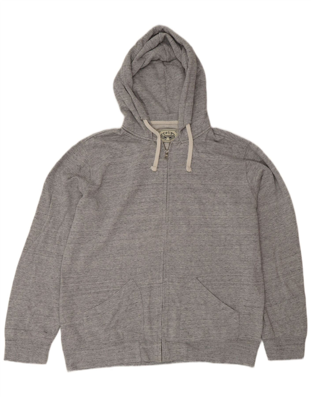 Celio Мужской свитер с капюшоном на молнии 2XL Серый хлопок в крапинку