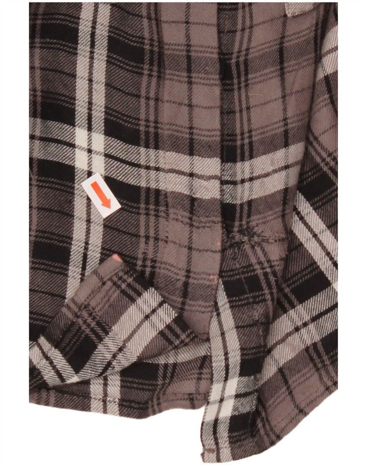 BENETTON Женская фланелевая рубашка оверсайз UK 10, маленькая коричневая клетка в вискозу