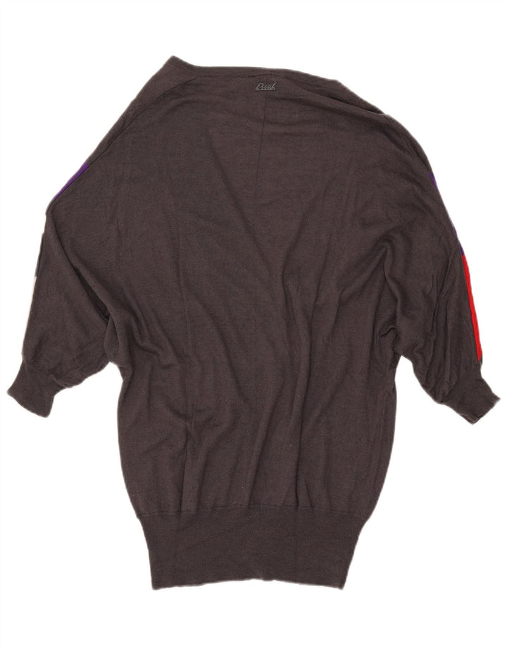 Женский удлиненный кардиган DIESEL UK 10, маленький серый цвет с цветными блоками