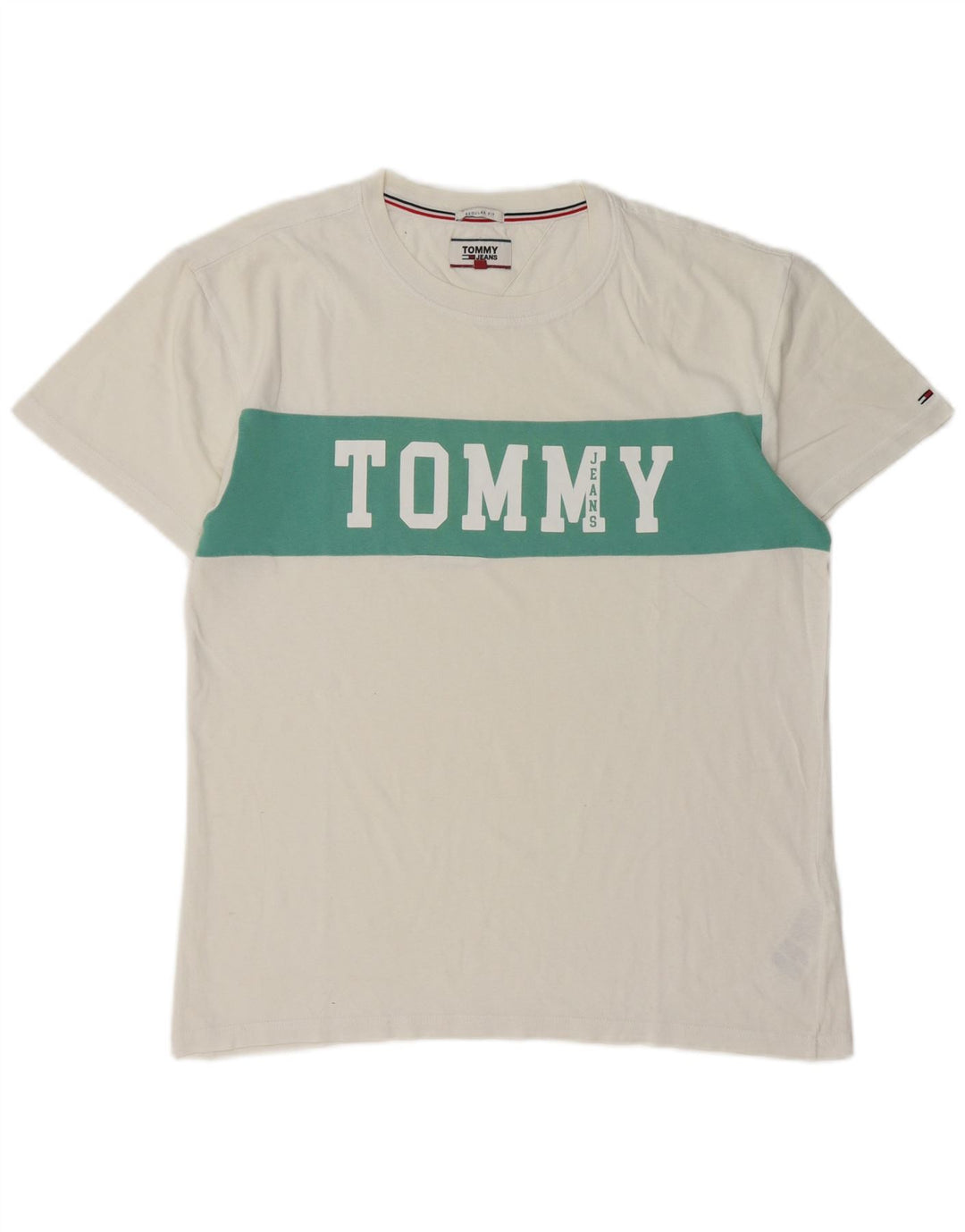 Мужская футболка с рисунком Tommy Hilfiger, средний белый цвет, цветной блок