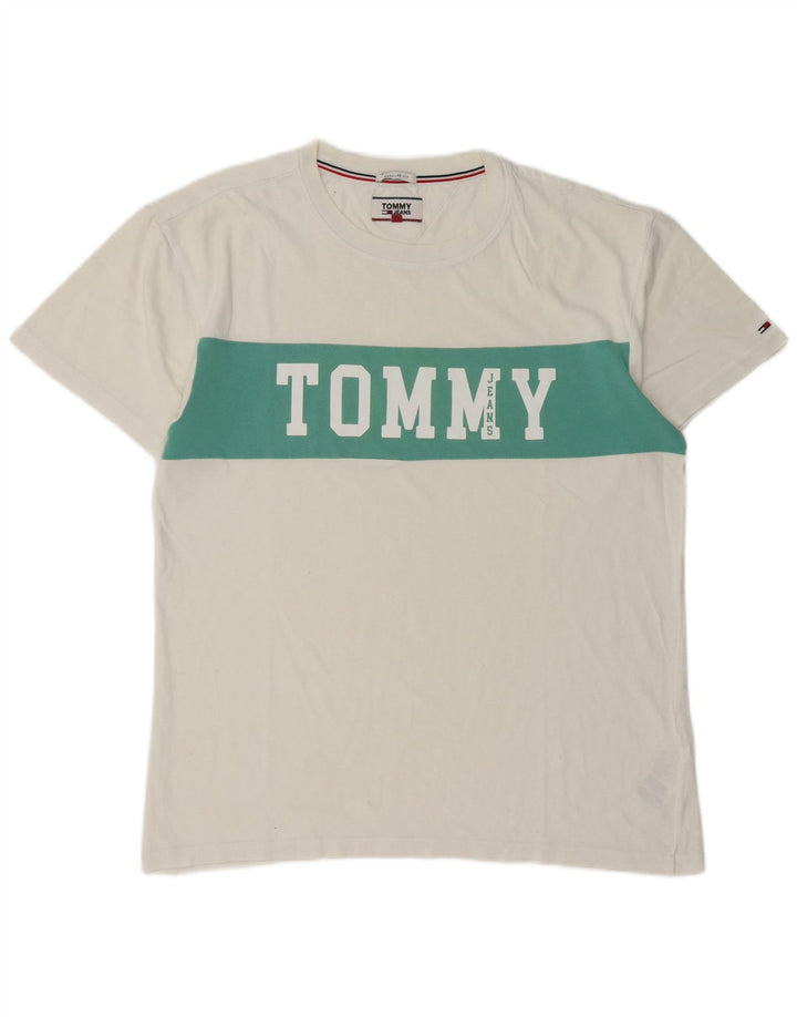 Мужская футболка с рисунком Tommy Hilfiger, средний белый цвет, цветной блок
