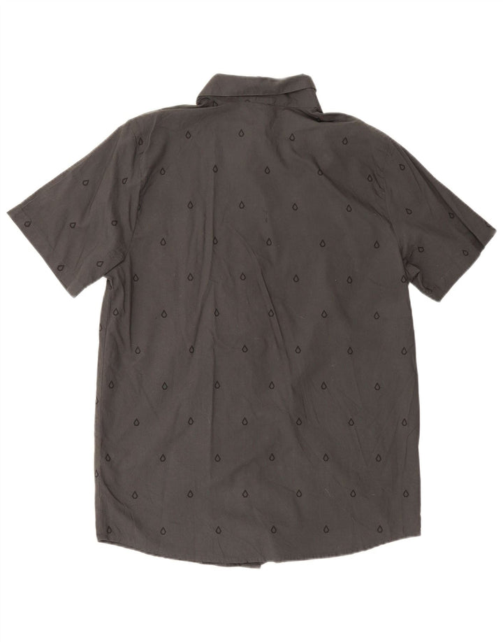 Мужская рубашка Volcom с коротким рукавом и рисунком, большая серая хлопковая рубашка с геометрическим рисунком